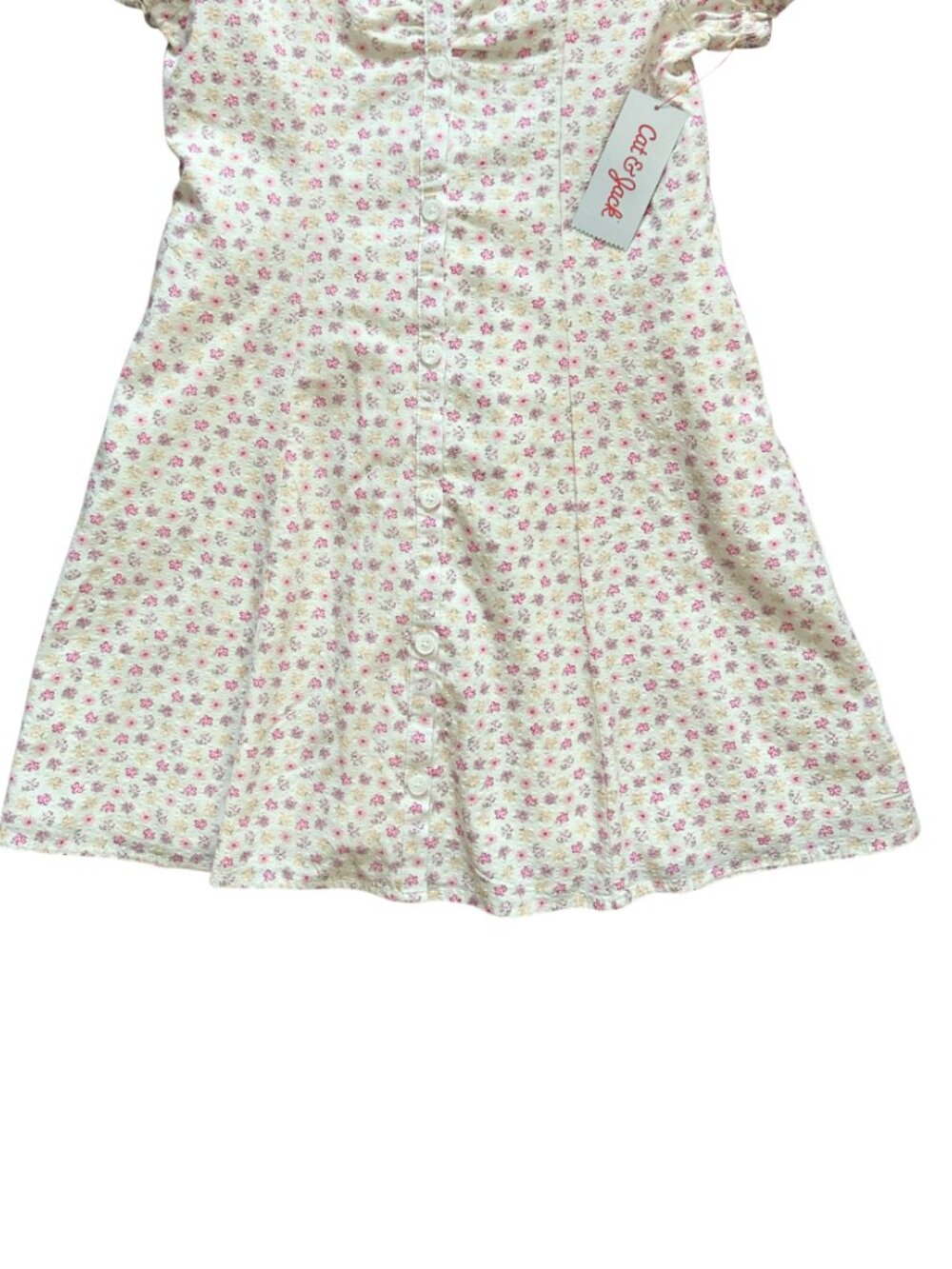 NWT Cat & Jack Girls Floral Button Front Mini Dress With Pockets L 10/12 - Picture 6 of 13